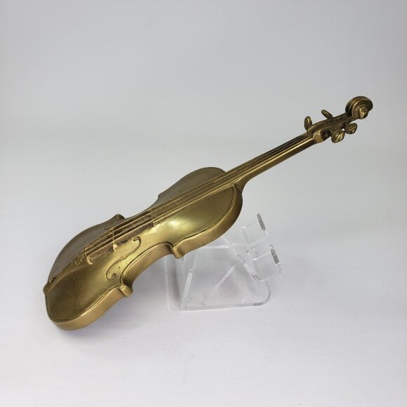 RARE Vintage Solid Brass Violin Sculpture Wall Hanging Decor Andrea by Sadek 12" - Picture 3 of 8